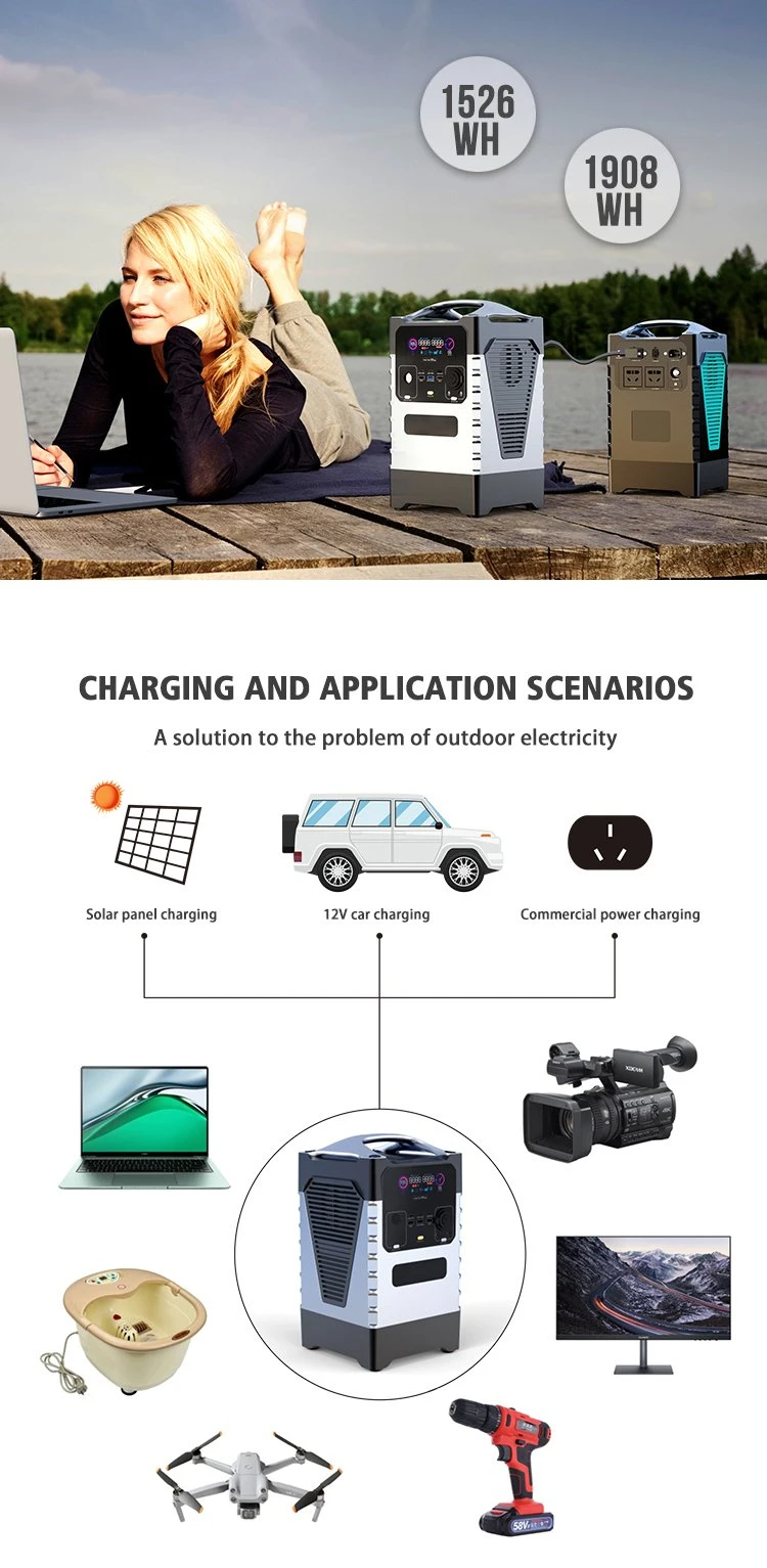 1500W Solar Generator Portable Lithium Battery Backup Energy off-Grid Solar Power Station Model High Quality