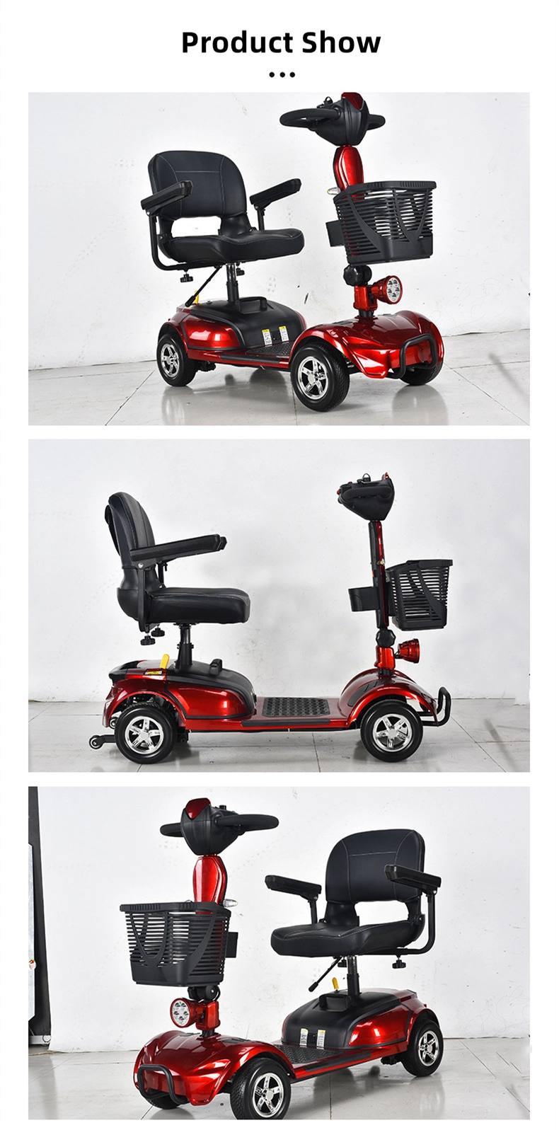 Foldable Mobility Scooter De Mobilite 4 Wheels Handicapped Electric Scooter